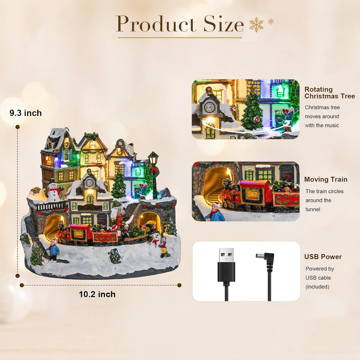 Christmas Houses, Light Up Christmas Village with Train and Music