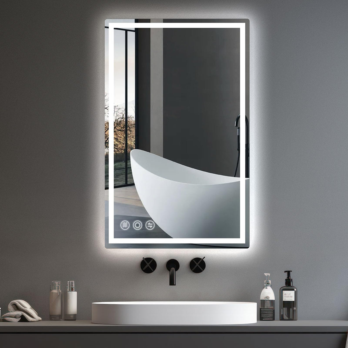 24" x 40" LED Bathroom Mirror with Lights, Memory Vanity Mirror