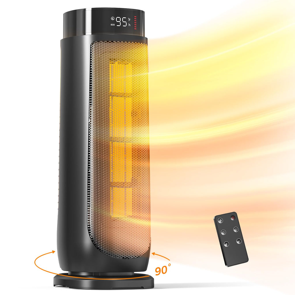 Space Heater, 1500W PTC Ceramic Oscillating Electric Heater,BLACK