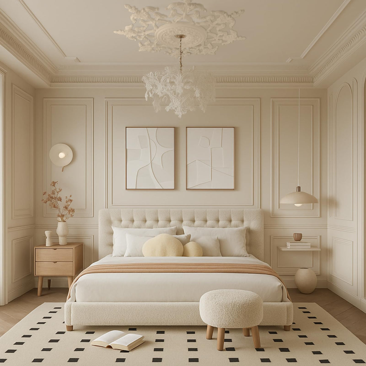 33.5'' Large PU Ceiling Medallion for Chandelier Light Fixtures