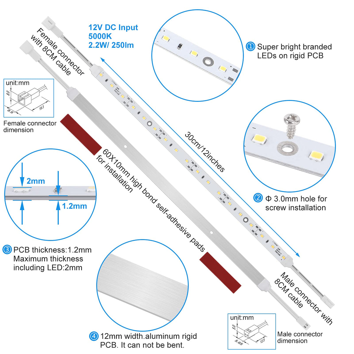 Under Cabinet LED Lighting Kit Plug in 13W Daylight White