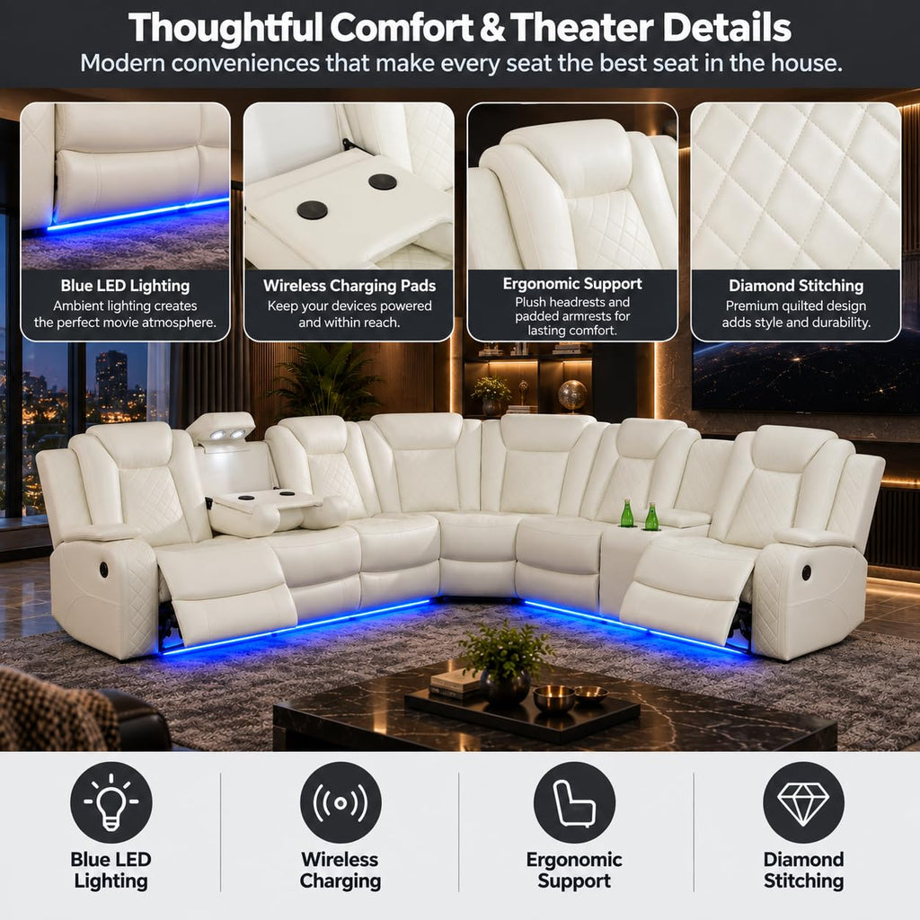 8-Seater Power Reclining Sofa Set