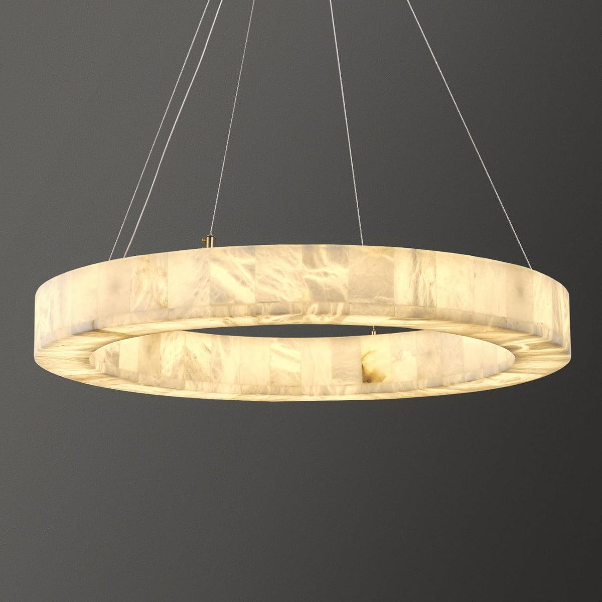 30" White Modern Round Chandelier