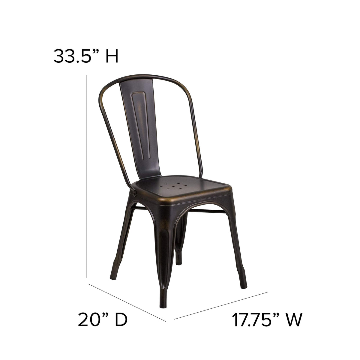 Distressed Copper Metal Indoor/Outdoor Stackable Chair