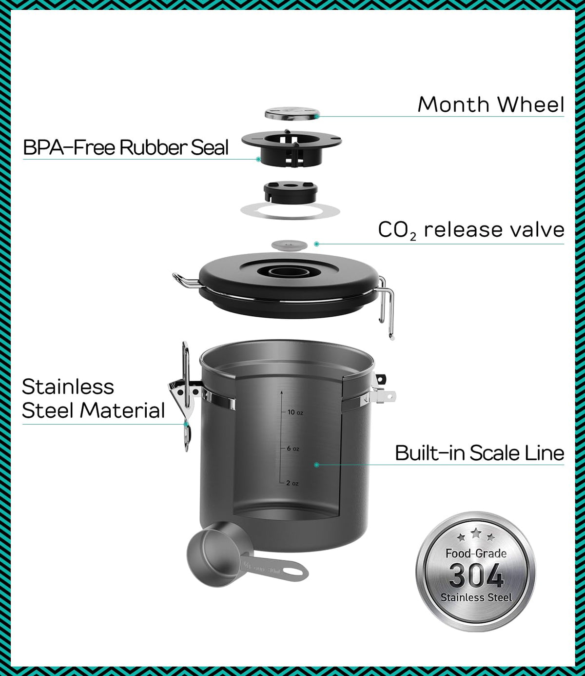 Canister, 11oz Airtight Stainless Steel Container