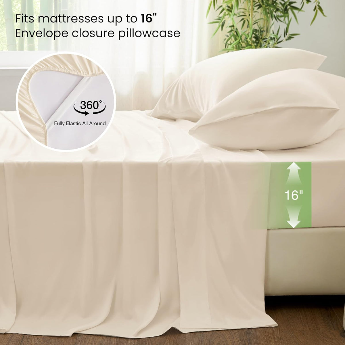 3 Piece Twin XL Sheet Set, 100% Rayon Derived from Bamboo, Cooling & Breathable, Soft Silky Deep Pocket up to 16"