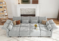 8 Seater Modular Sectional Sofa Sleeper 114 Inch Large Chenille Sectional Couches with Storage Ottoman, Adjustable