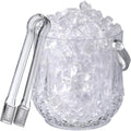 Small Plastic Ice Bucket with Tongs and Handle Clear Portable Ice Cube Bucket 5.11 Height for Wine Beer Beverage