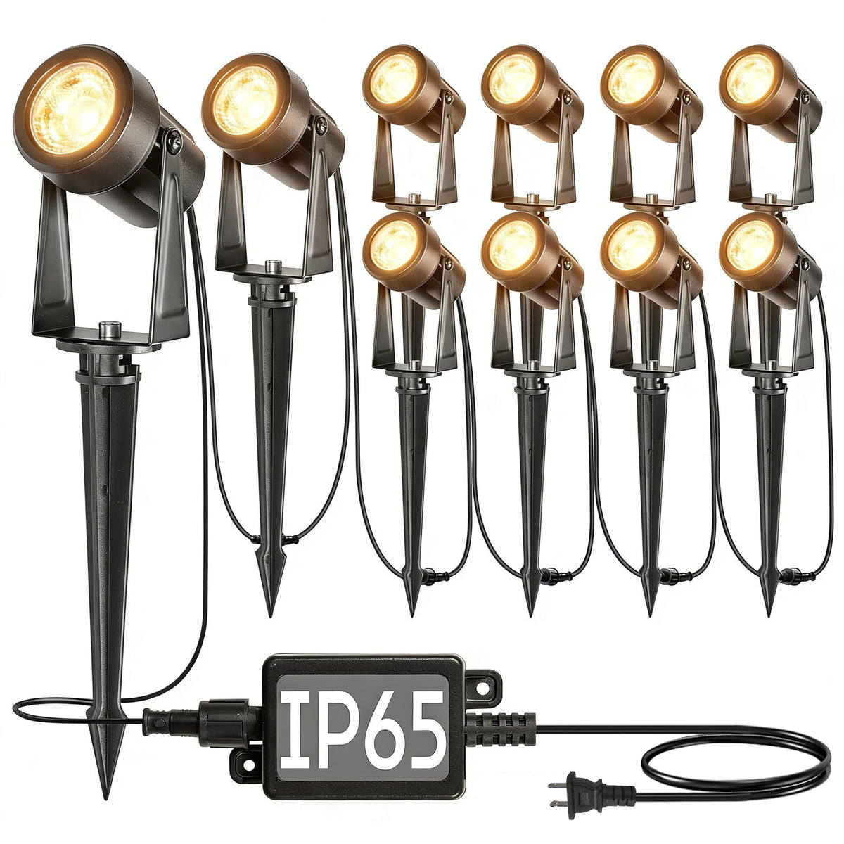 10 Pack Outdoor Landscape Lights with Transformer, LED Spotlights