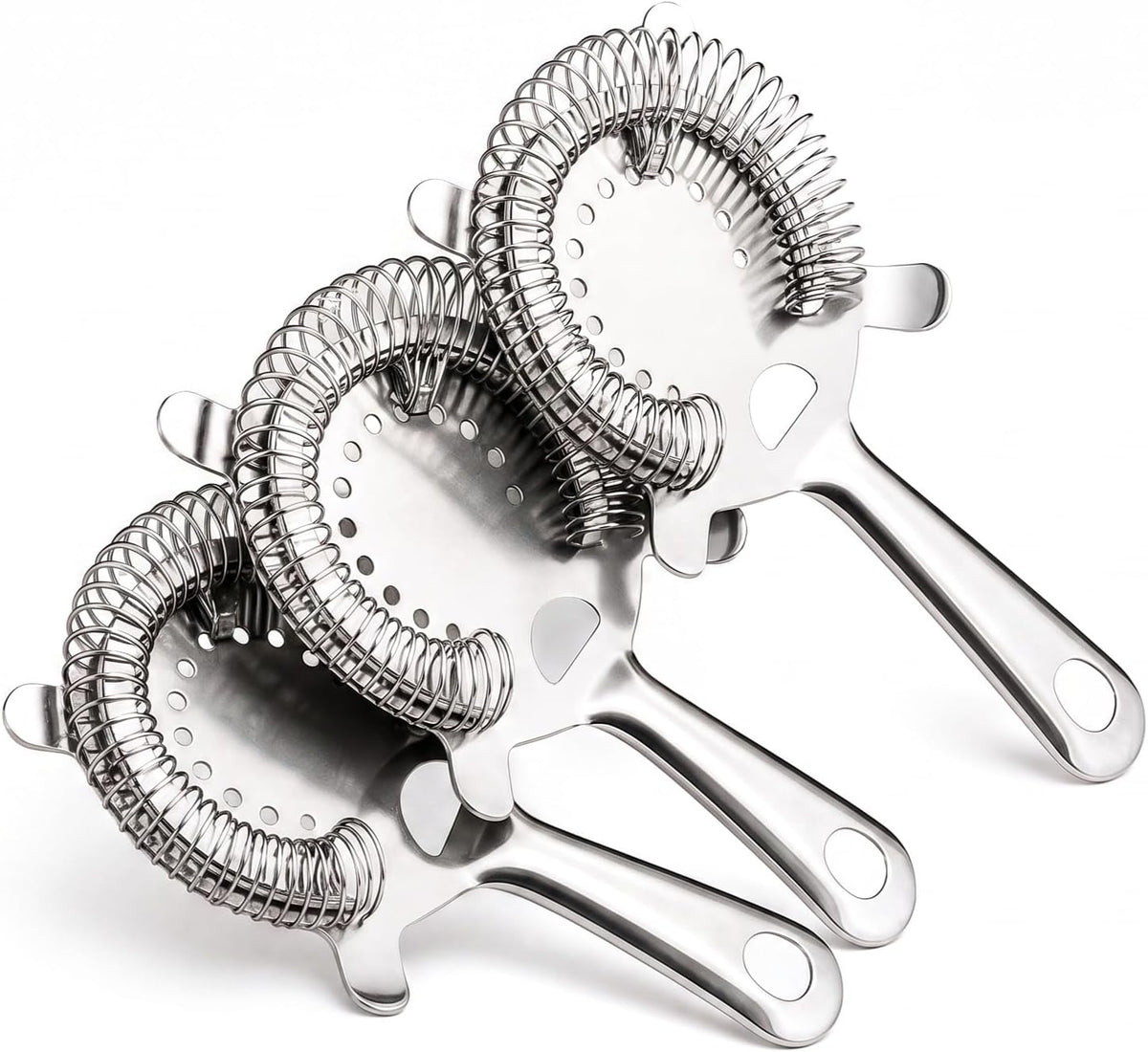 Hawthorne Strainer for Cocktails - Professional Bar Strainer - 4 Prong Design - Bartender Strainer for Shaker - Use - Set of 3