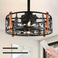 19" Black Caged Ceiling Fan with Light