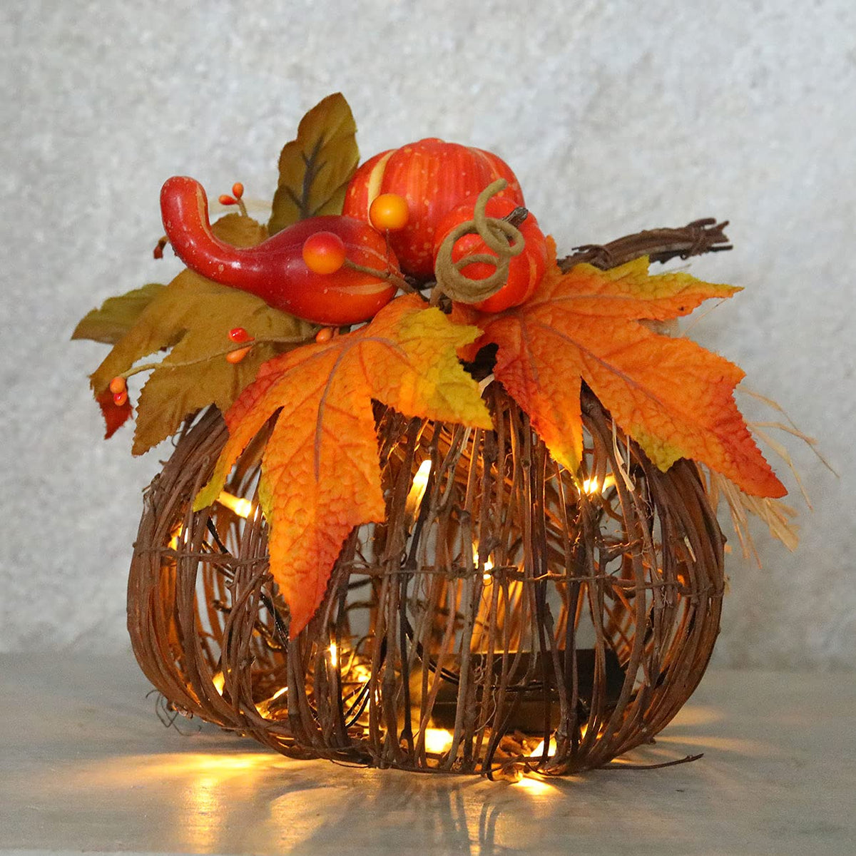 8 Inch Lighted Pumpkin Fall Decor - LED Thanksgiving Decoration