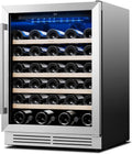 Wine Fridge Cooler - 24 Inch Wine Fridge Hold 52 Bottles, 40-65°F Wine Refrigerator Glass Door, Built in, Freestanding Under Counter Fridge for Beer Soda Drink Home Bar Office(5.12 Cu.ft)