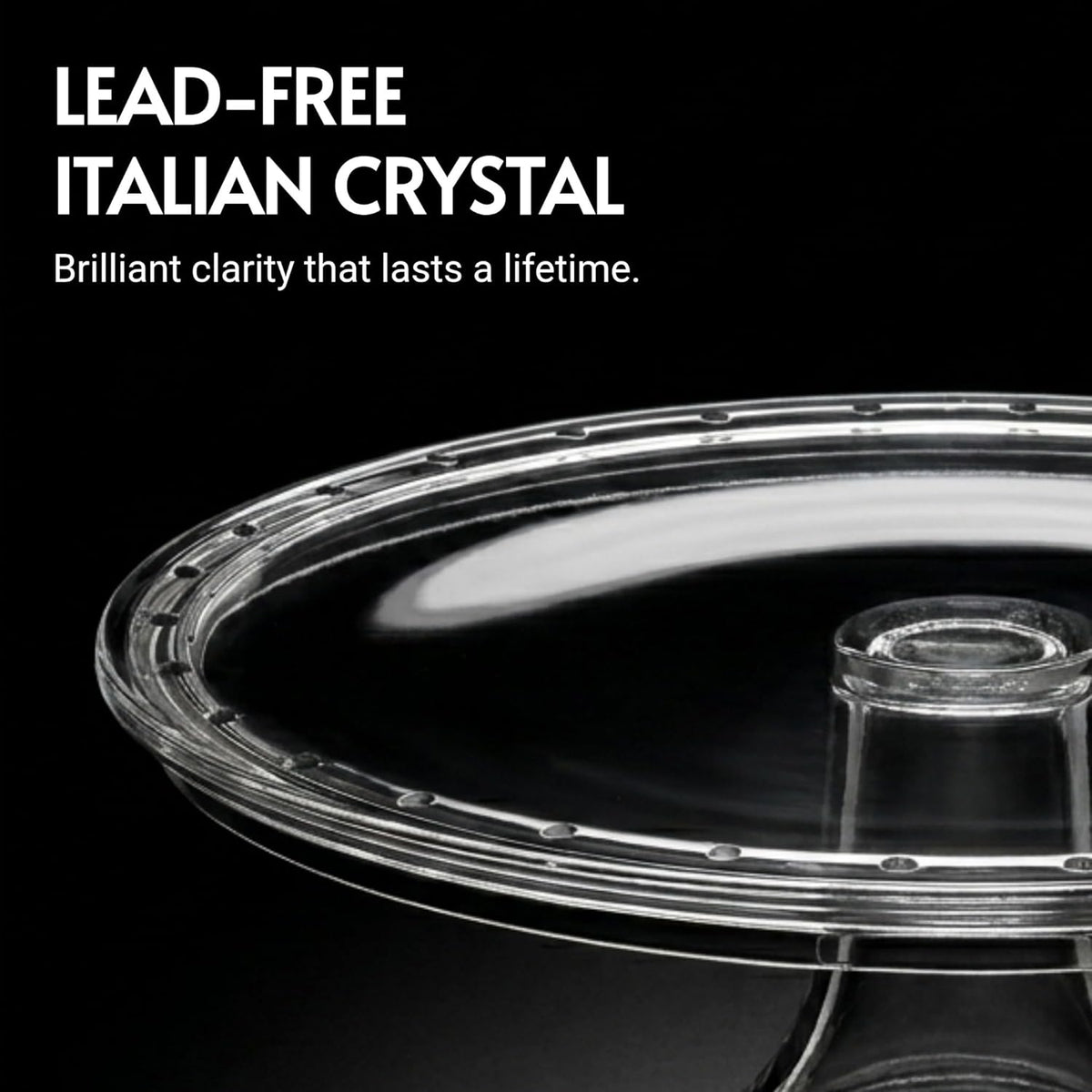 Cake Stand, Crystal Glass Footed Cake Plate Serving Platter - Made in Italy