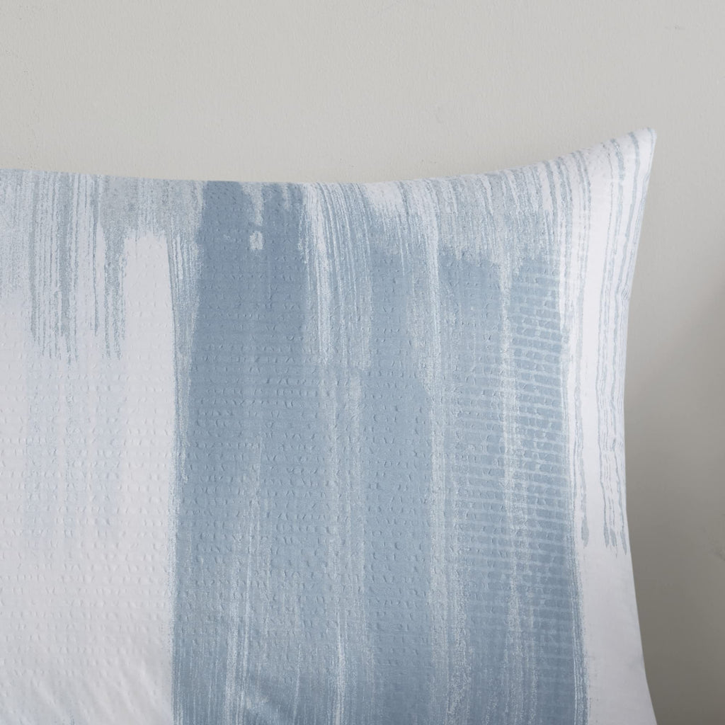 Brush Stroke Reversible Comforter Set - Abstract Styling, Embossed Seersucker Design, Cozy Oversized & Overfilled