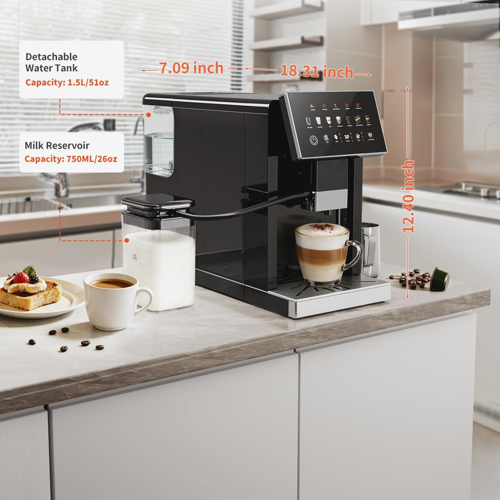 Automatic Espresso Machine with Grinder & Milk Frother