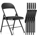 Folding Chairs with Cushion 6 Pack - Mesh Fabrics Steel Frame, Black
