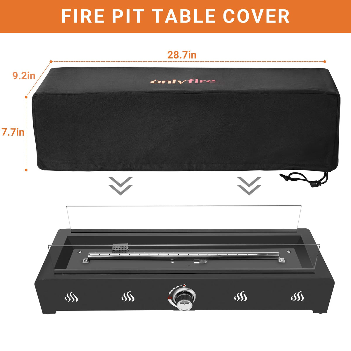 28 Inch Tabletop Fire Pit Cover for Rectangle Tabletop Firepit