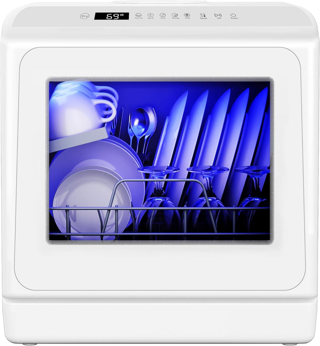 Countertop Dishwasher Portable with 6 Programs, 5L Built-in Water Tank for Apartments, 167℉ High-Temp
