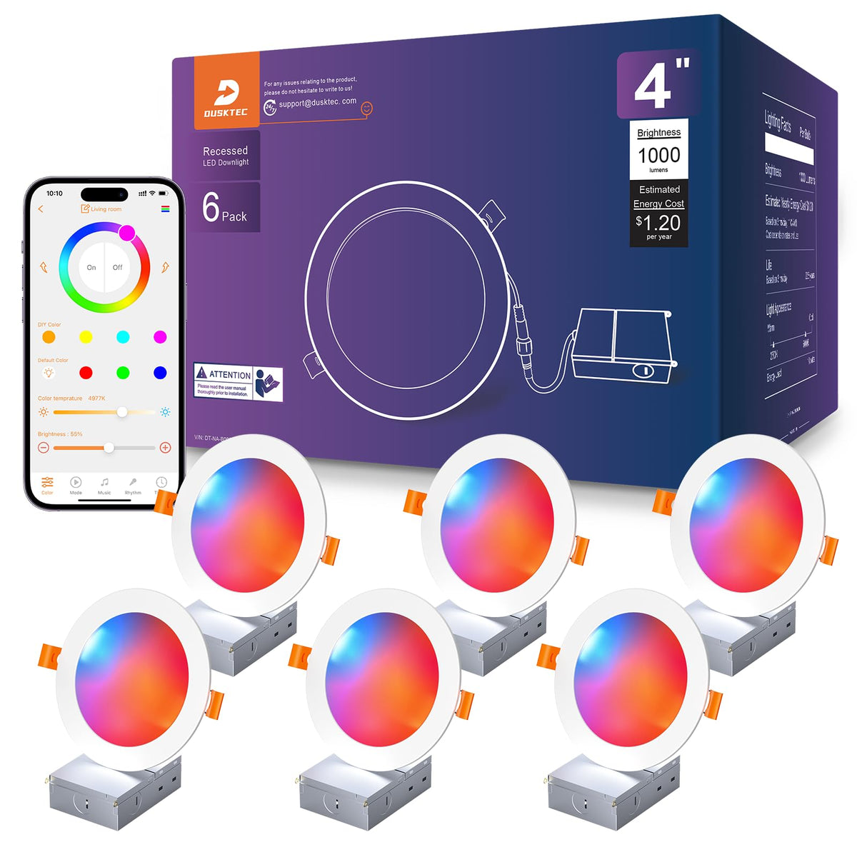 Smart Recessed Lighting 4 Inch Color Changing LED Recessed Lights