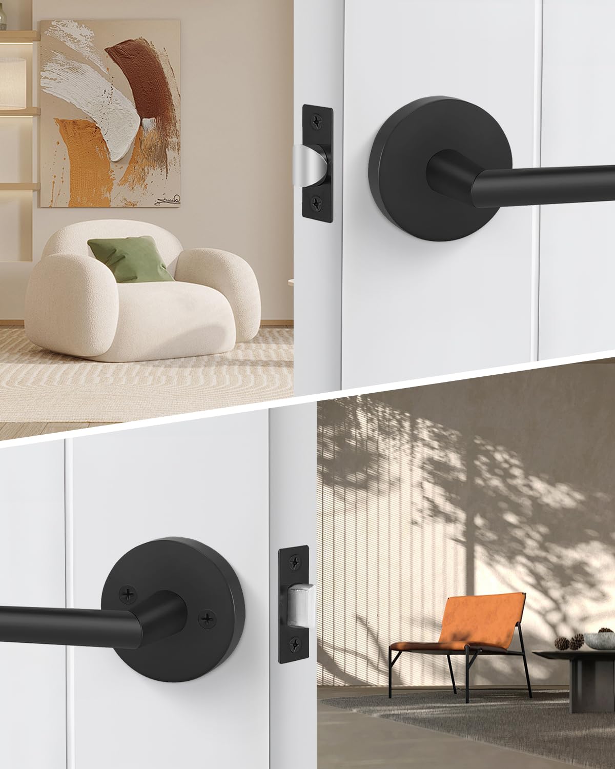 Passage Matte Black Closet Door Handles Interior 8 Pack