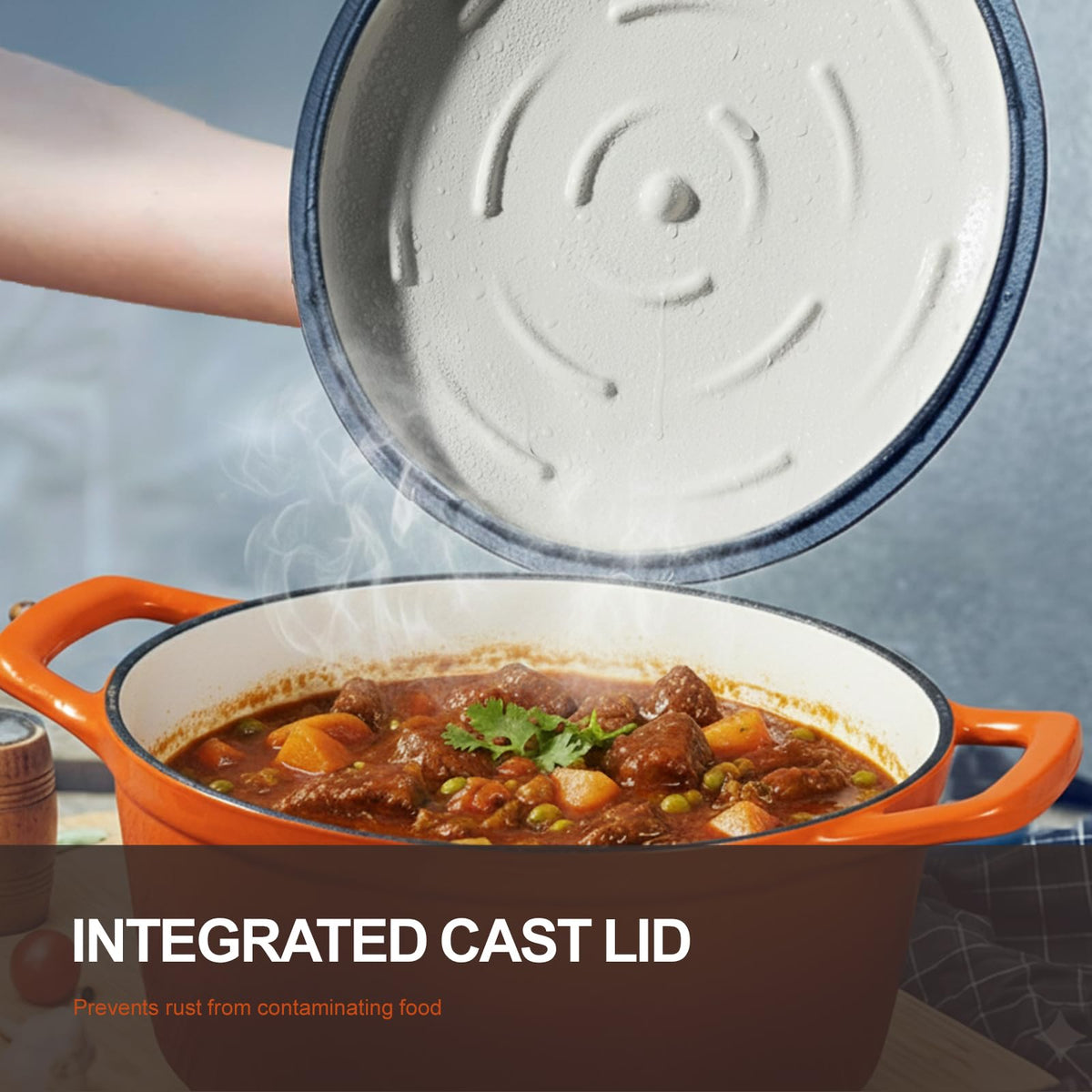 Enameled Cast Iron Dutch Oven - 5.5QT Pot with Lid Cookbook