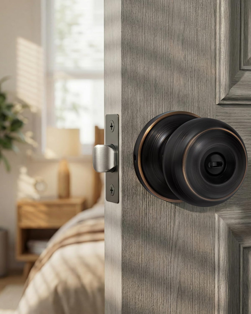 Oil-Rubbed Bronze Interior Door Knobs Privacy - Bedroom, 6 Pack