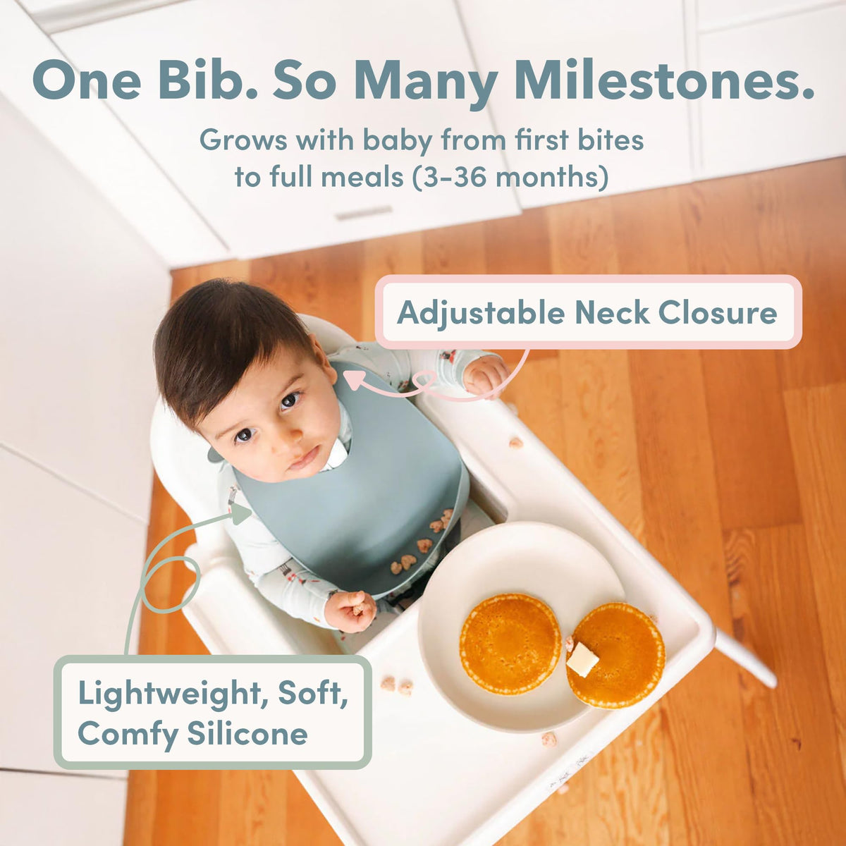 Waterproof Silicone Feeding Bib for Babies & Toddlers, Catch-All Pouch, Easy Clean, 3-36 Months - Safari Jungle
