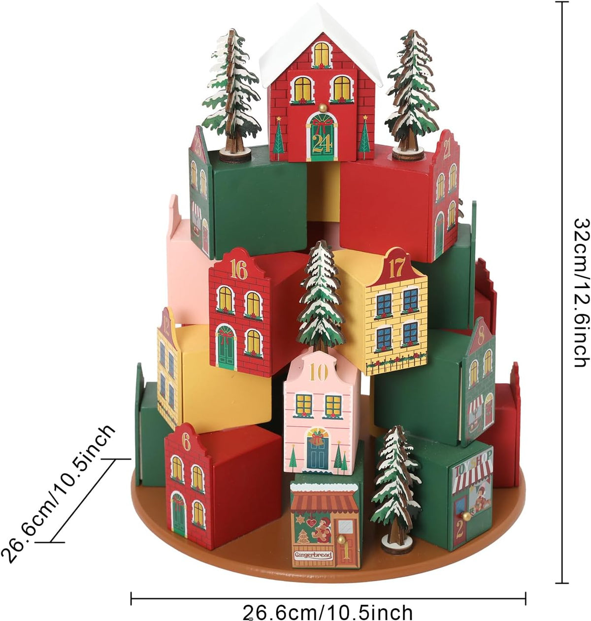 Extra Large Wooden Christmas Village Advent Calendar House | 24 Day Reusable Drawer Countdown to Xmas Decor