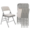 6 Pack Padded Folding Chairs with Fabric Cushion and Back, Oatmeal Stripe