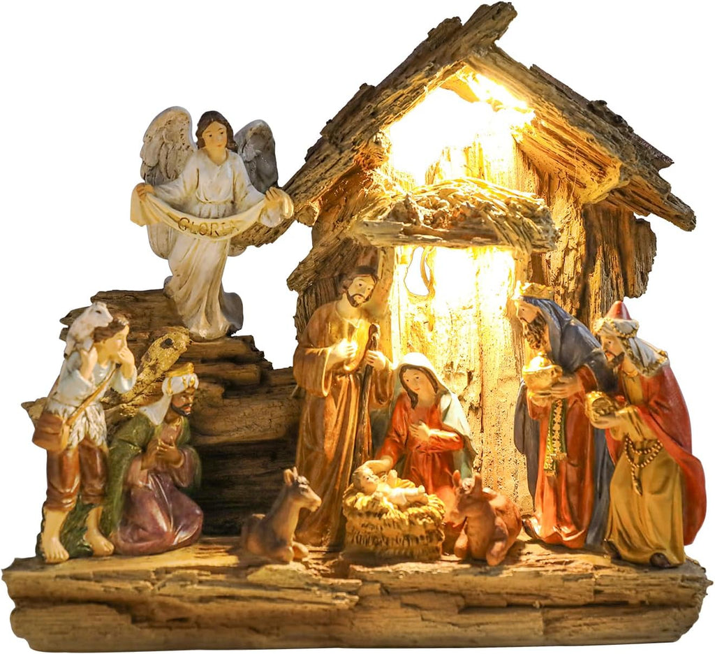 Nativity Set Indoor, Lighted Nativity Scene for Christmas Decoration