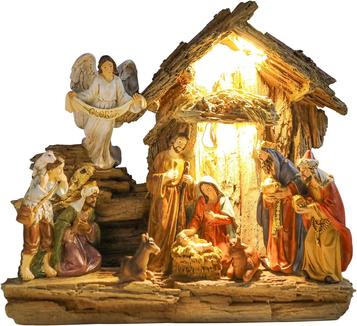 Nativity Set Indoor, Lighted Nativity Scene for Christmas Decoration