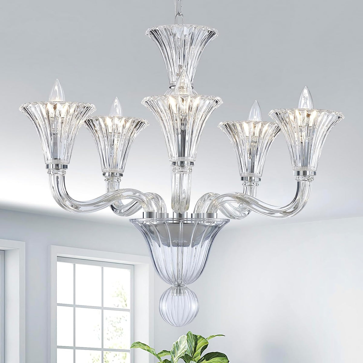 Five-Light Crystal Chandelier for Modern Dining Rooms and Nooks