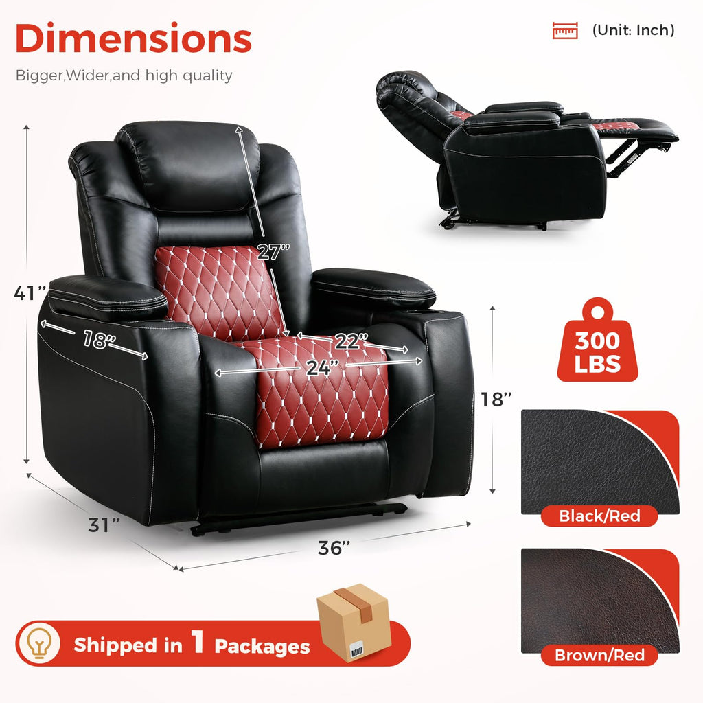 Power Recliner Chair with Adjustable Powered Headrest Set of 3, Electric Faux Leather Home Theater Seating Overstuffed