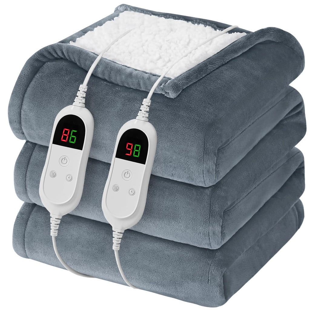 Heated Electric Blanket, Dual Control 84" x 90", Ash Gray