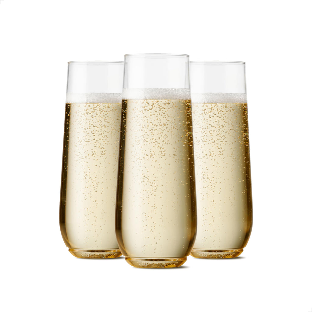 POP 9oz Flute, Premium Quality, Recyclable, Unbreakable & Crystal Clear Plastic Champagne Glasses, Count of 48