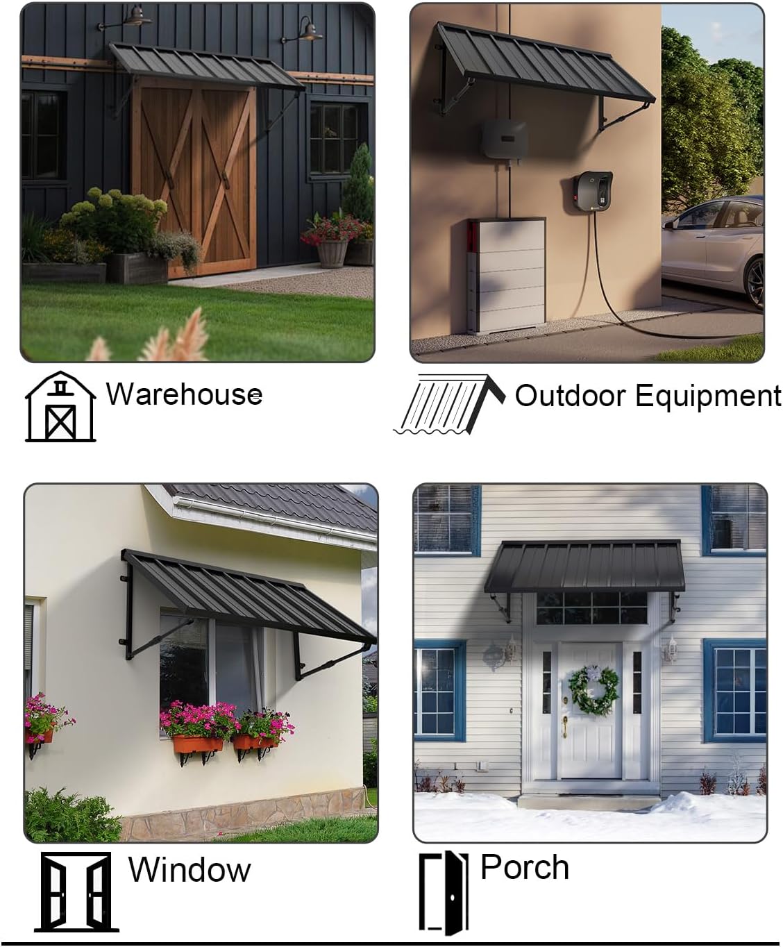 Metal Awning for Door Entrance, 54x24 Inches Adjustable Angle Window Awnings , Sunsetter Shade Canopy Outdoor