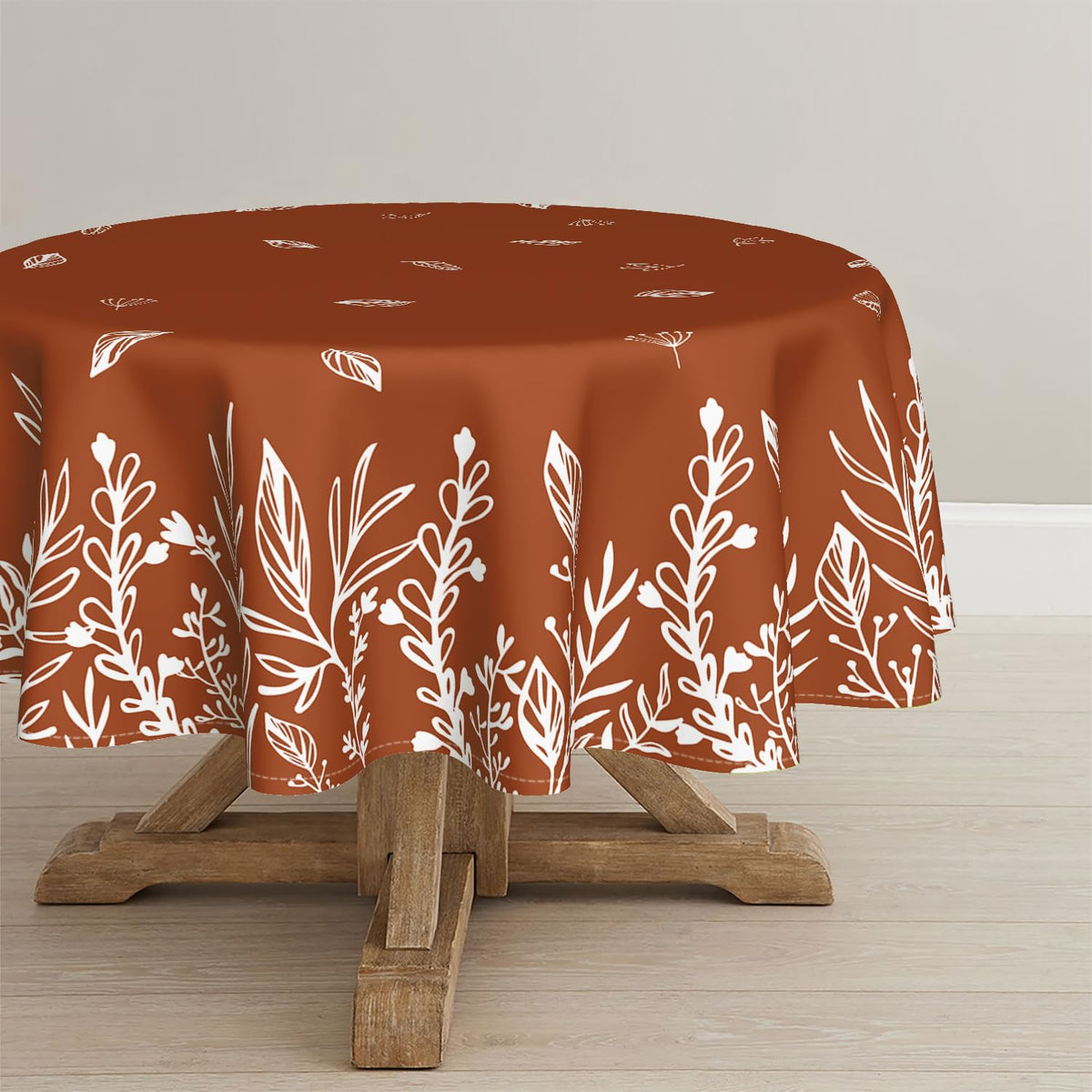 Fall Tablecloth 90 x 90 Inch Round Thanksgiving Wild Flowers