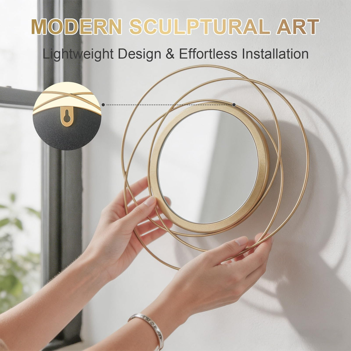 4 Piece Gold Round Wall Mirror Set Modern Metal Circles Decor