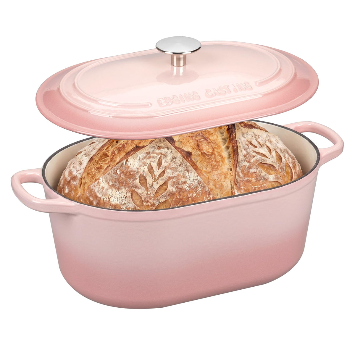 Enameled Cast Iron Oval Dutch Oven, 6QT, Pink