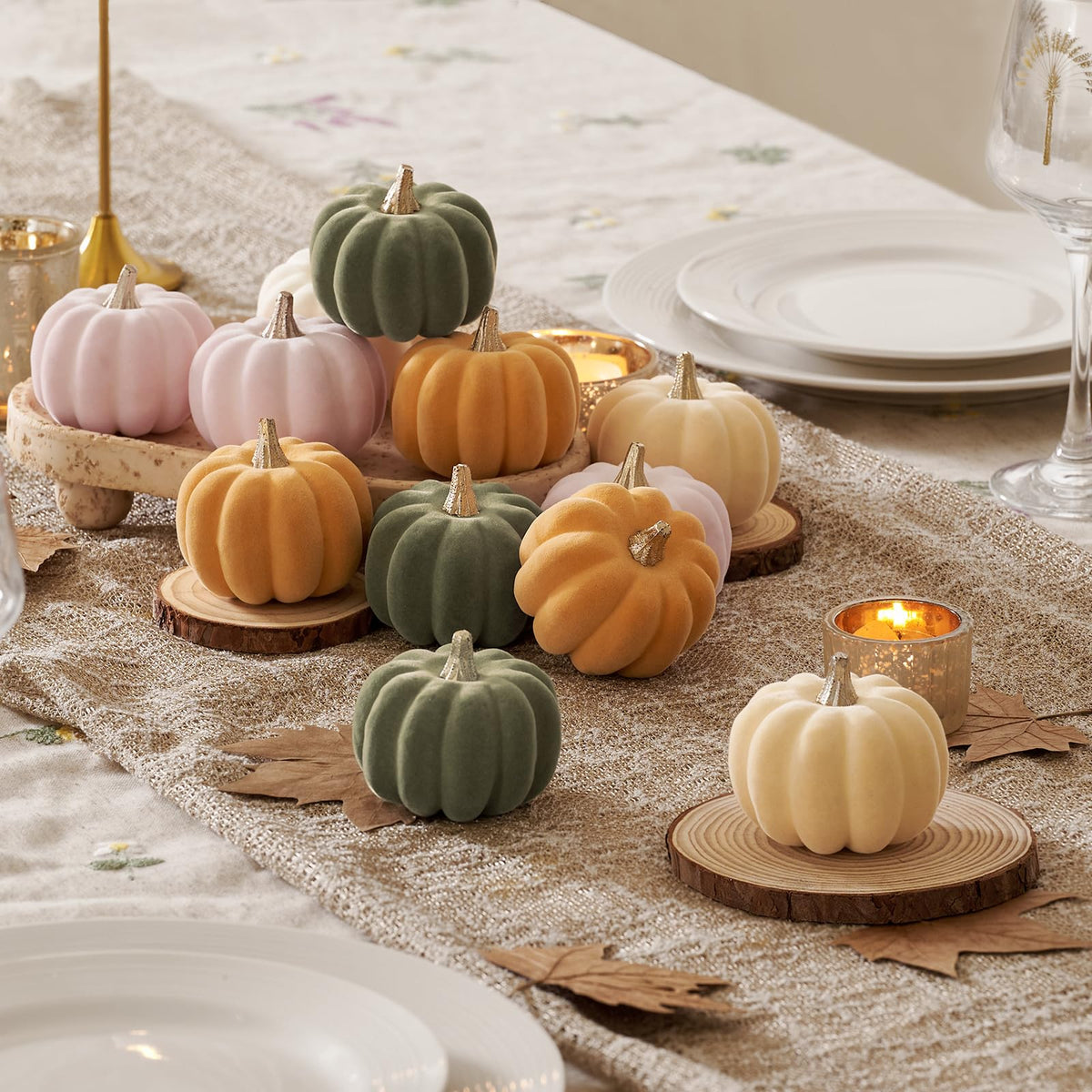 Mini Fall Pumpkin Decor, Fake Decorations, 12PCS