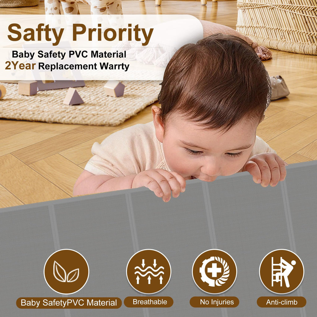 150 inch Reinforced Retractable Baby Gates 42 inch Tall