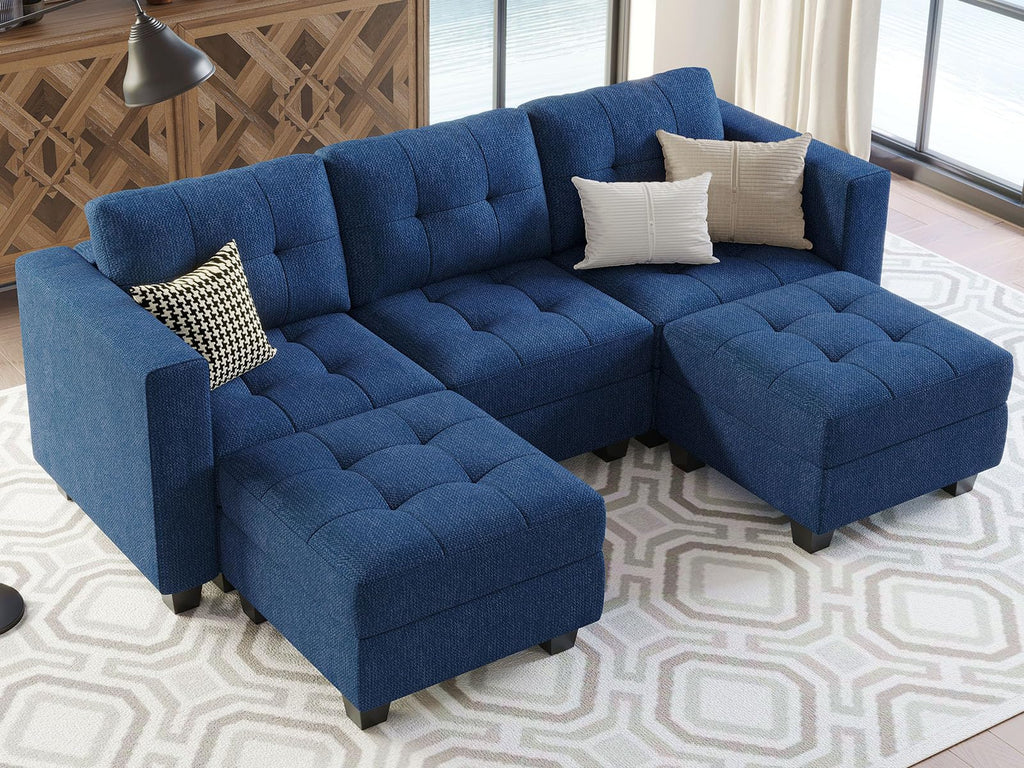 Modular Sectional Sofa Couch with Double Chaises U Shaped Sectional Sofa Modular with Storage Seat Modular Couch with