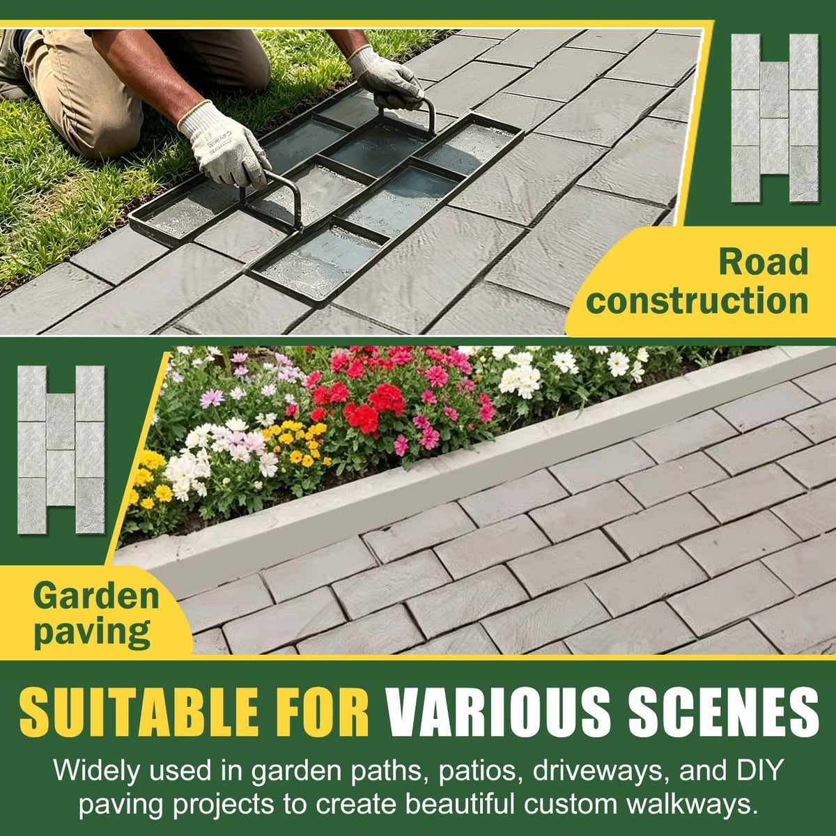 Reusable Concrete Molds 23.6 x 11.8 x 0.8 inch Walk Maker Paver (Metal