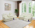 Power Recliner Sofa and Couch Set with LED, 2 Piece Breathing Leather Sofa Set, Reclining Couch and Loveseat Living