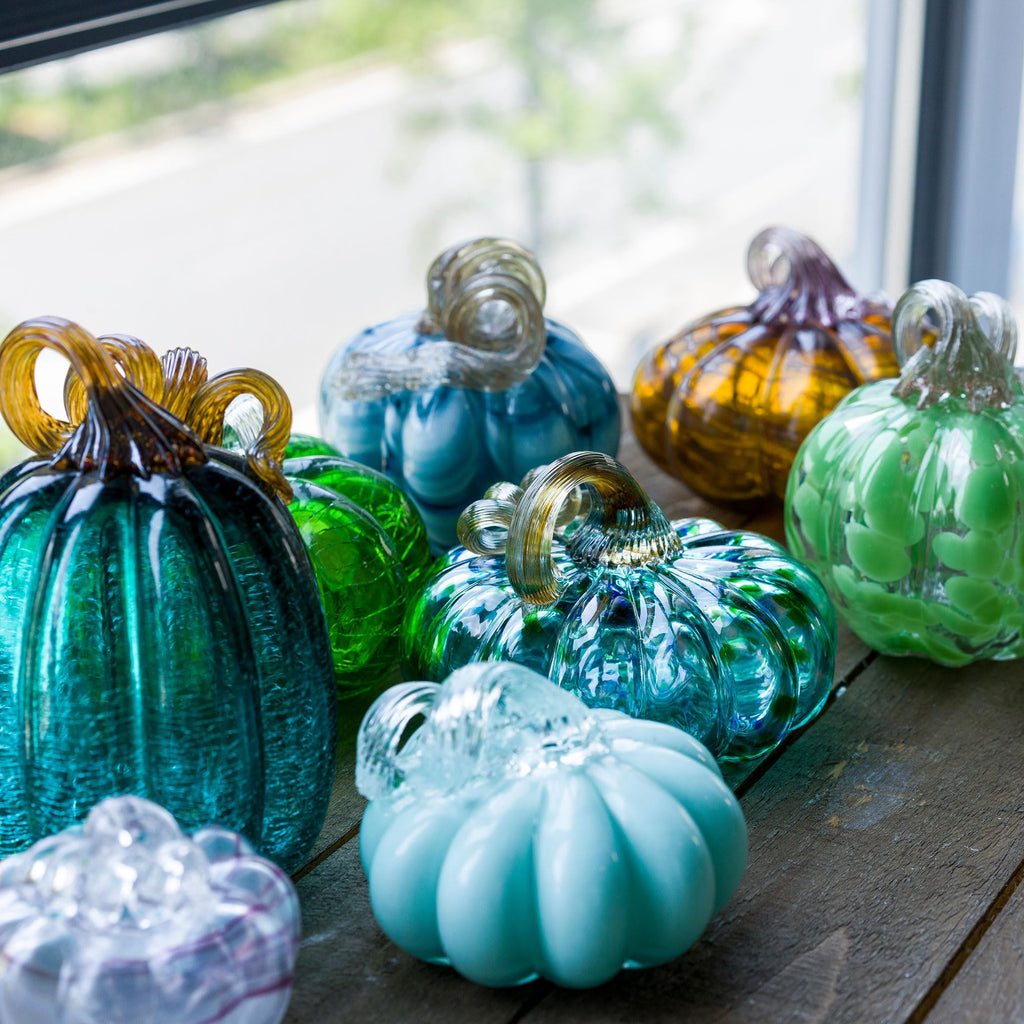 4.9 Inch Hand Blown Glass Pumpkin for Decorating, Fall Decor