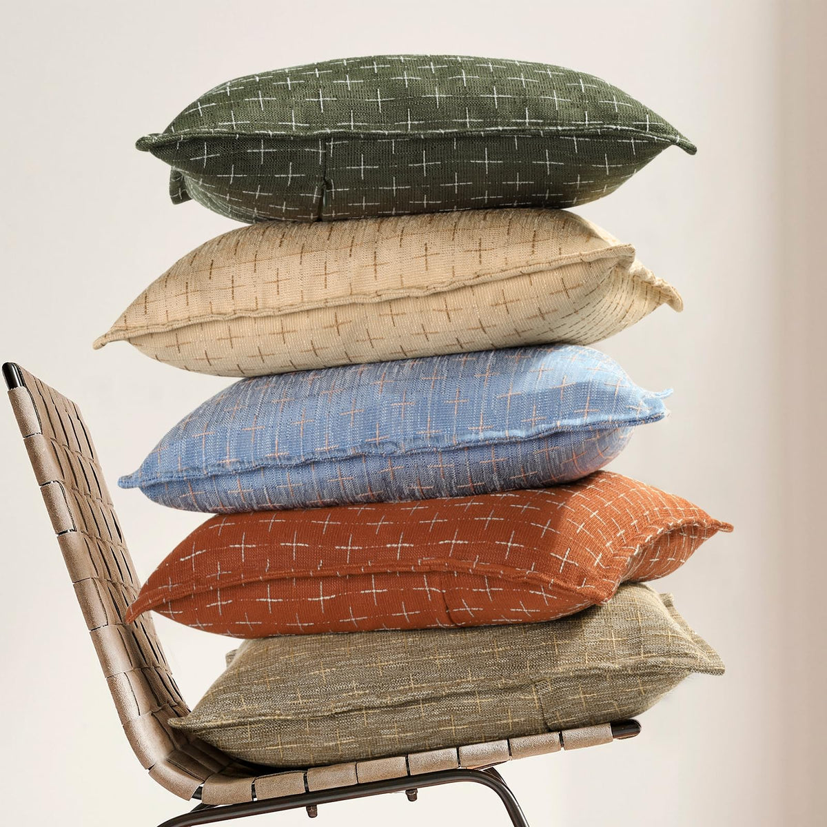Fall Pillow Covers 20x20 Set of 2 Soft Fall Decor Polyester Textured Pillow Covers with Stylish Flange Edge Cozy
