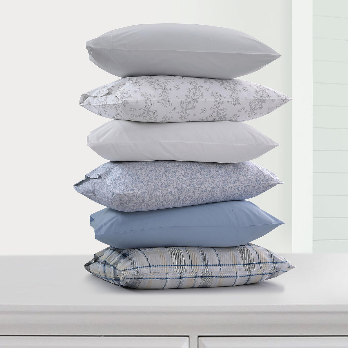 Cotton Percale Bed Sheet Set, Tribeca Plaid Multicolor