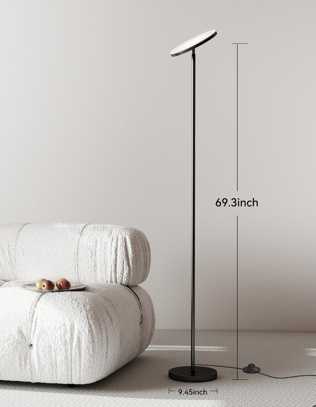 LED Floor Lamp, Torchiere Lamp with Compact Remote