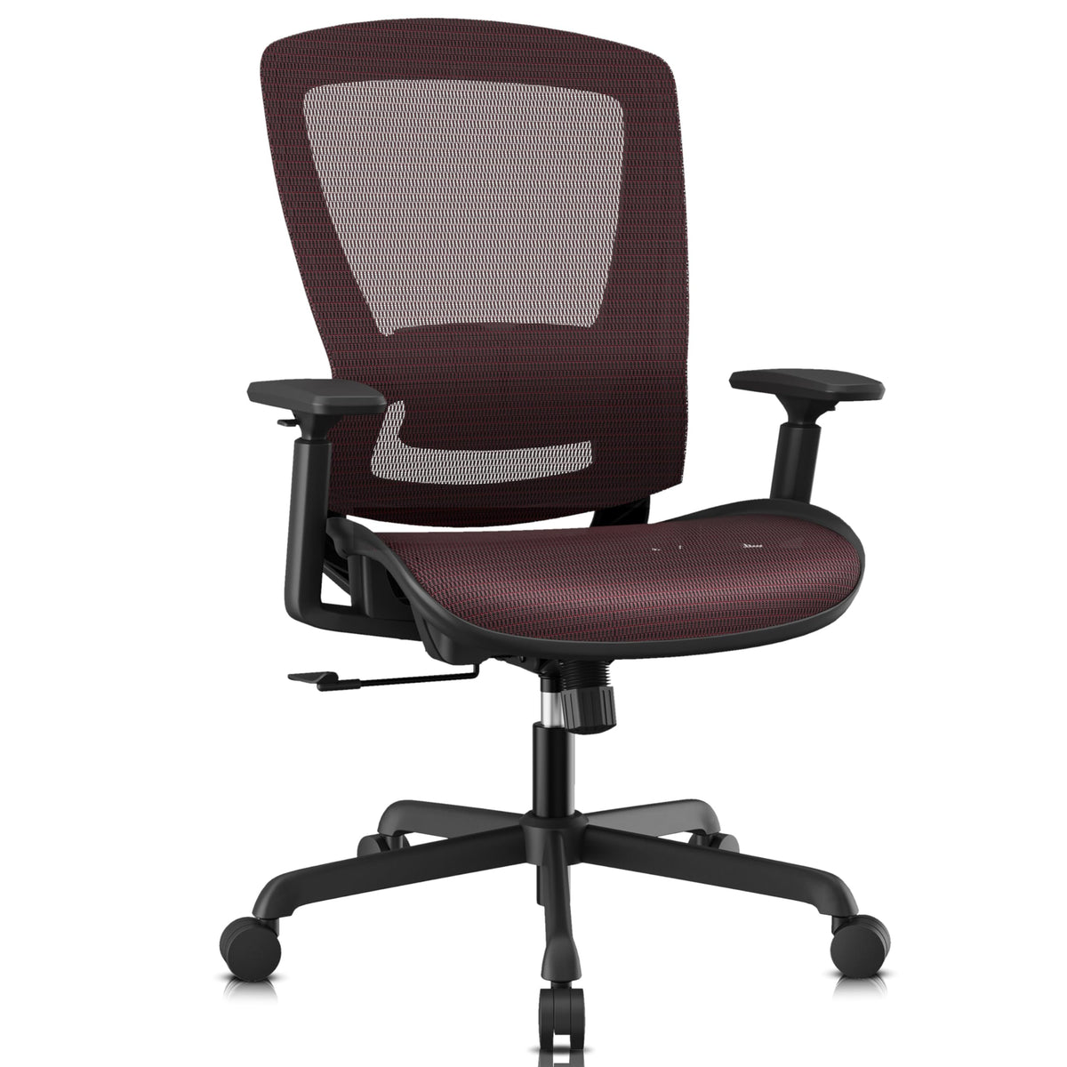 Ergonomic Mesh Office Chair — Burgundy Red, Breathable Mesh Seat & Back